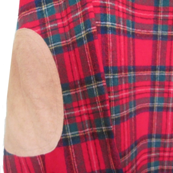 vintage plaid wool pendleton shirt elbow patches - Picture 4 of 6